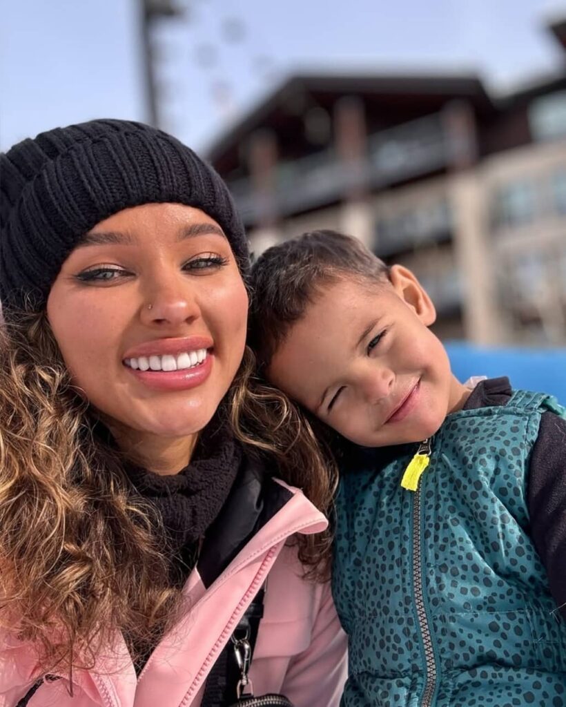 Lolo Wood with her son
