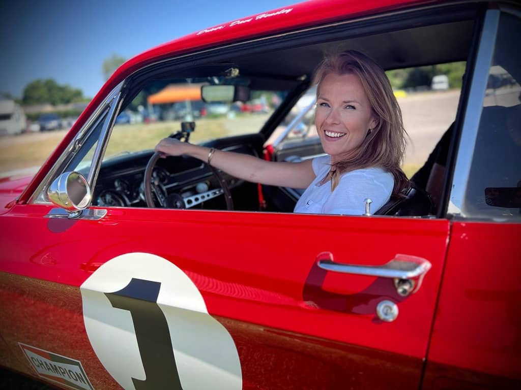 Christina Trevanion is driving car